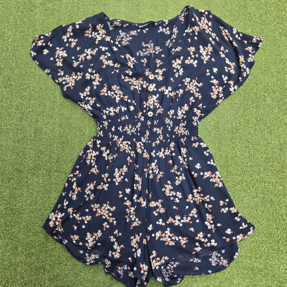 Abercrombie & Fitch Women's Romper Floral Print Navy Blue Size XS